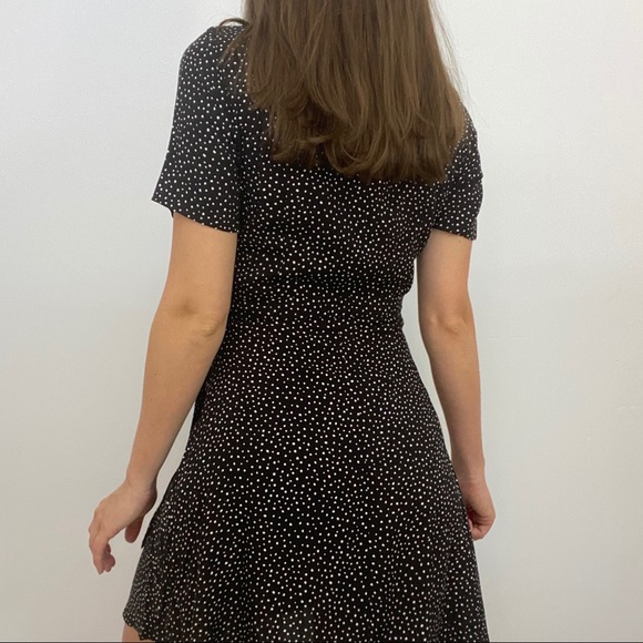 Black and White Wrap Mini Dress - Picture 3 of 6